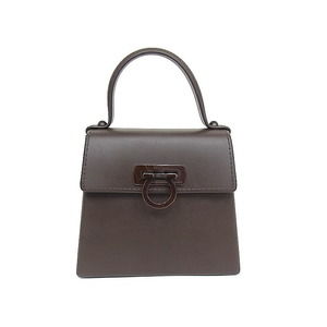 Salvatore Ferragamo Gancini Rubber Handbag Tortoiseshell Brown